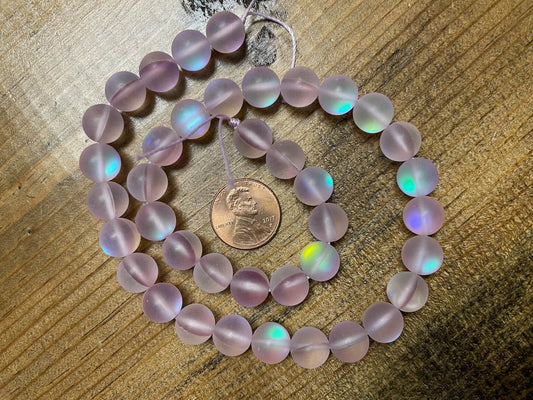 Mermaid Glass (Manmade Moonstone) 10mm Round Beads