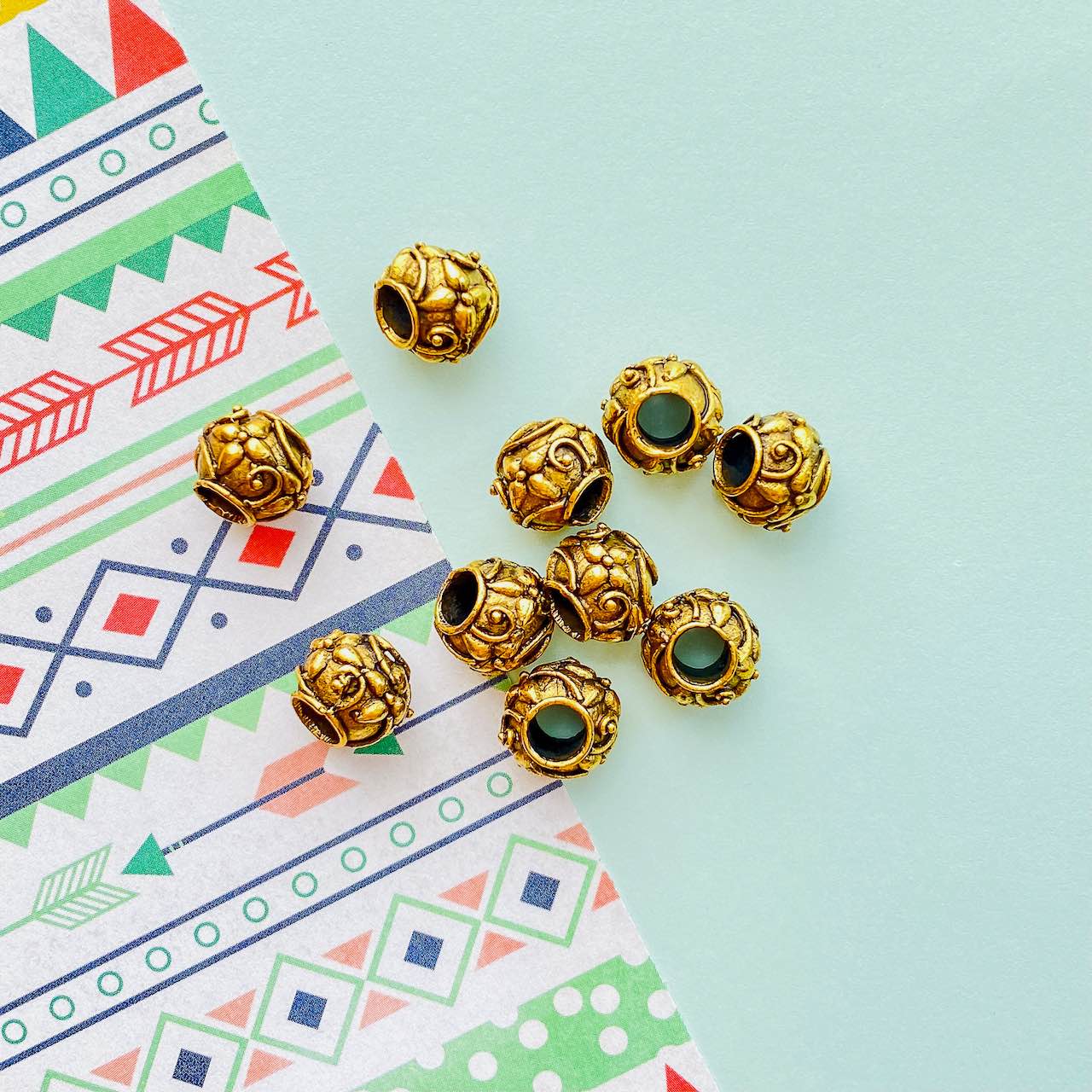 Allegory Gallery Pewter—Bead—Bali Style Flower—Large Hole