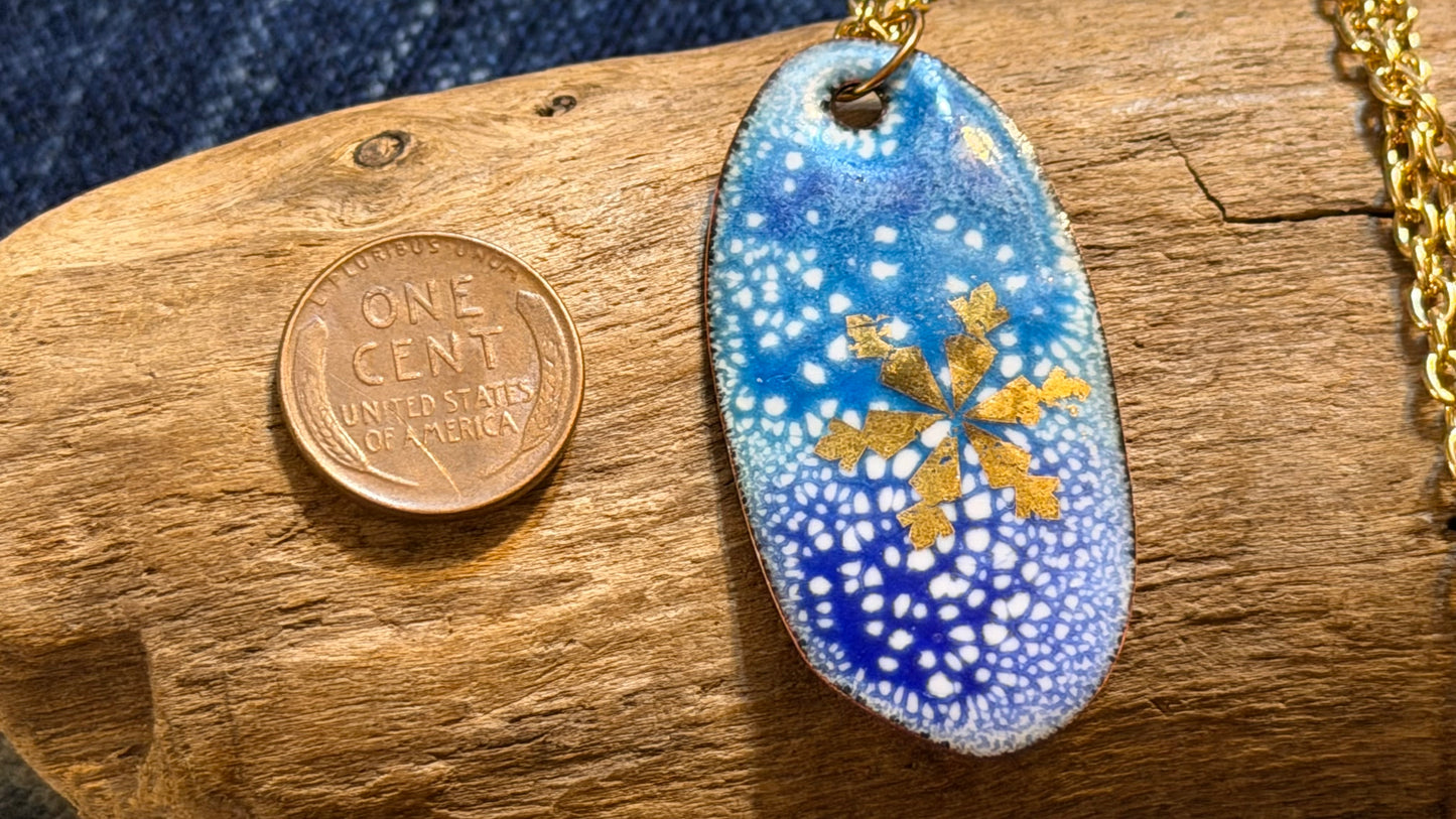 Winter Blizzard Snowflake Enamel Necklace by Andrew Thornton