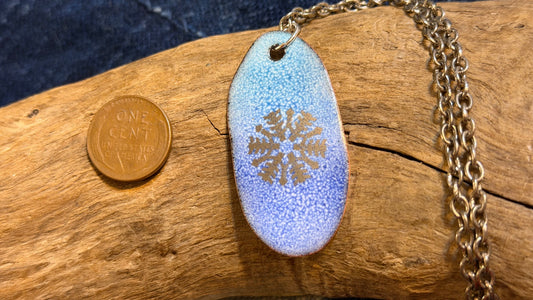 Winter Blizzard Snowflake Enamel Necklace by Andrew Thornton