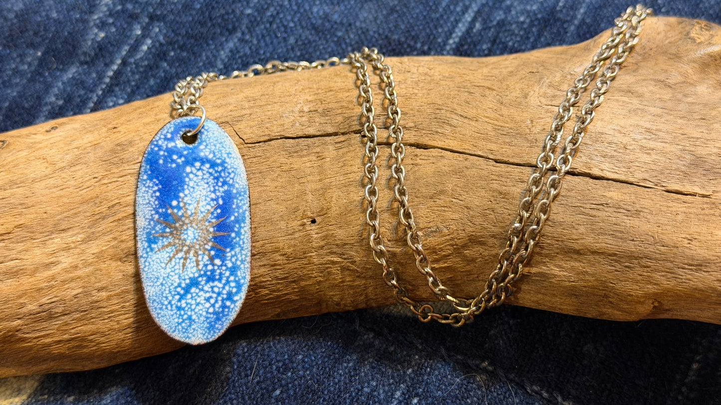 Winter Blizzard Snowflake Enamel Necklace by Andrew Thornton