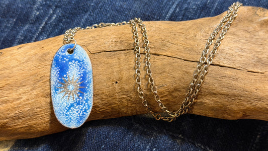 Winter Blizzard Snowflake Enamel Necklace by Andrew Thornton
