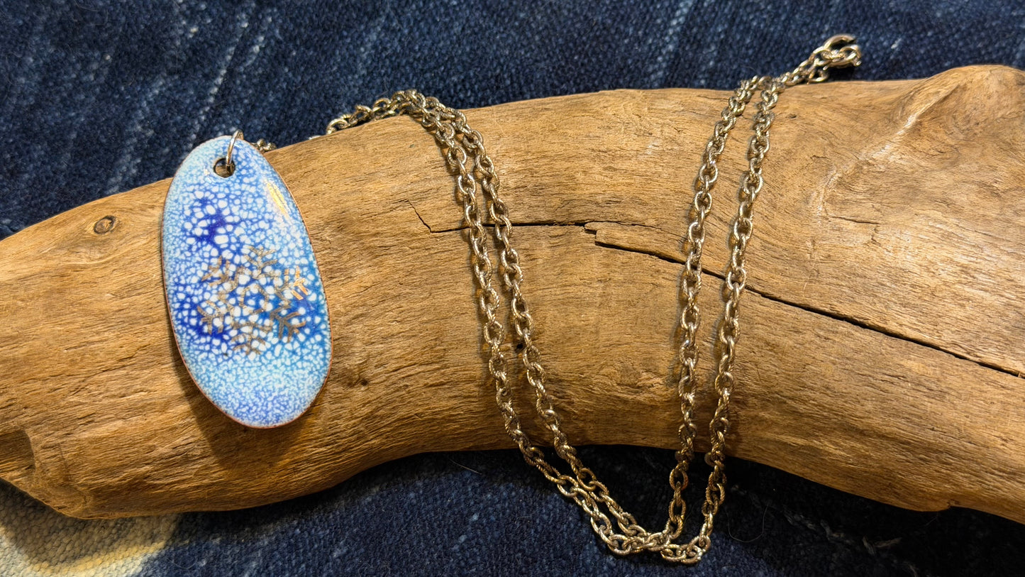 Winter Blizzard Snowflake Enamel Necklace by Andrew Thornton