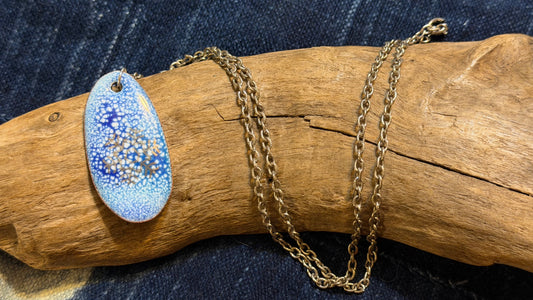 Winter Blizzard Snowflake Enamel Necklace by Andrew Thornton