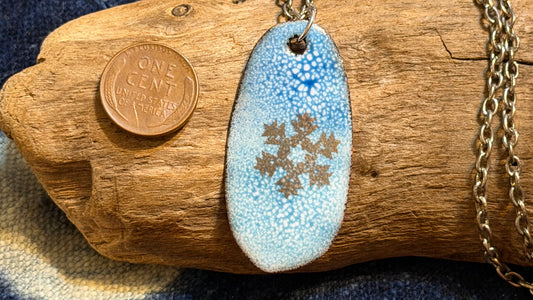 Winter Blizzard Snowflake Enamel Necklace by Andrew Thornton