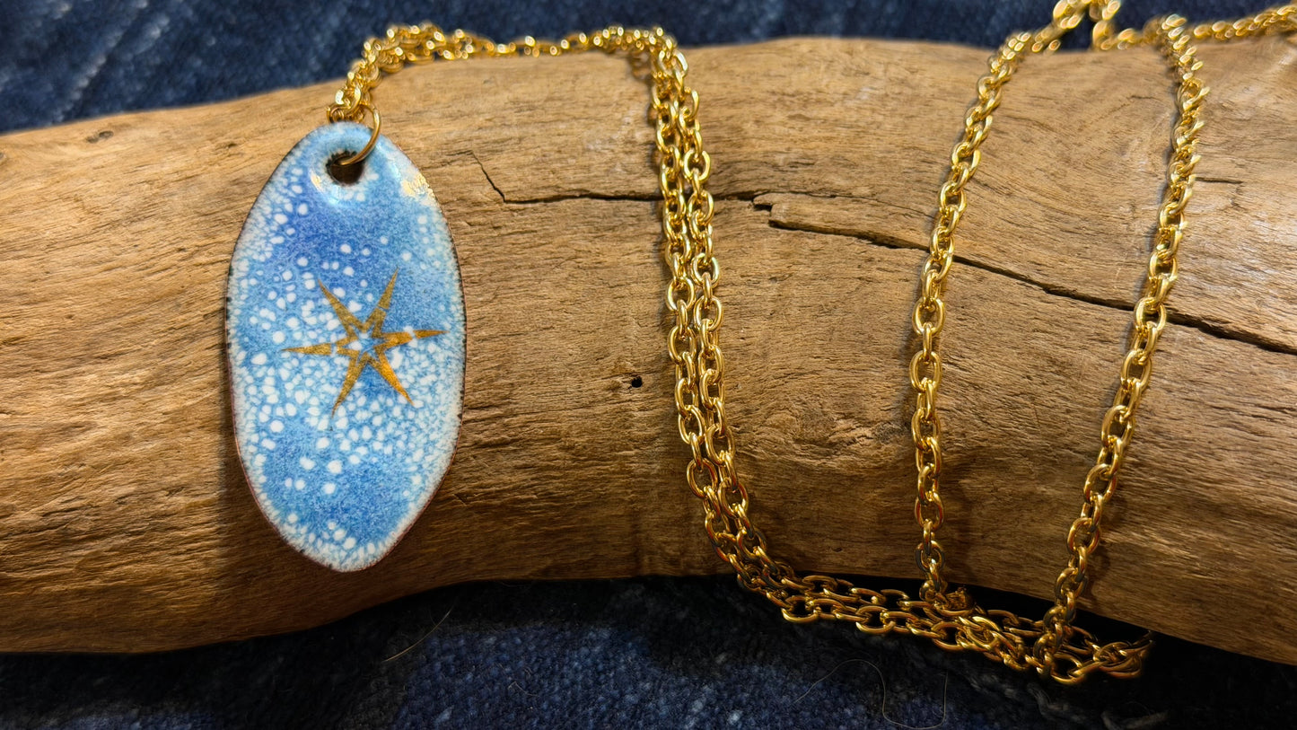 Winter Blizzard Snowflake Enamel Necklace by Andrew Thornton