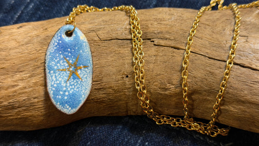 Winter Blizzard Snowflake Enamel Necklace by Andrew Thornton