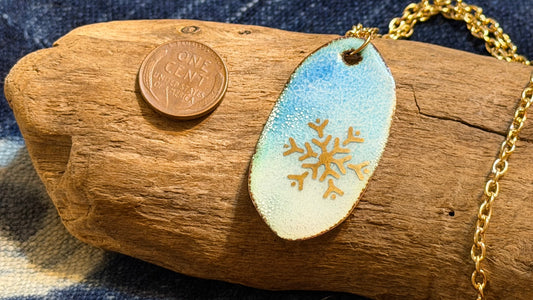 Winter Blizzard Snowflake Enamel Necklace by Andrew Thornton