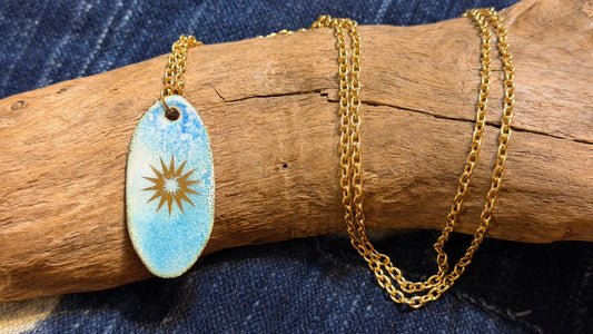 Winter Blizzard Snowflake Enamel Necklace by Andrew Thornton