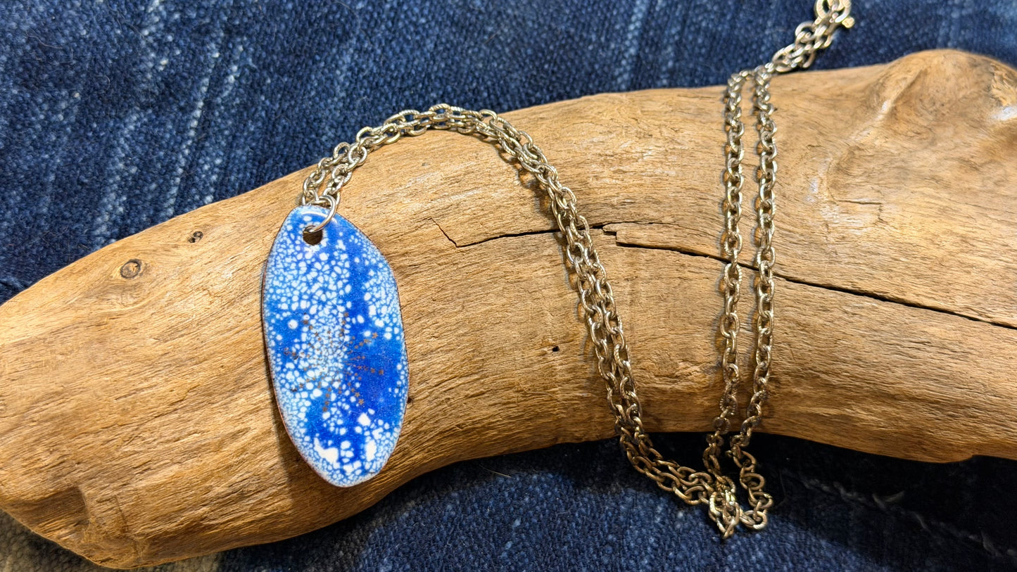Winter Blizzard Snowflake Enamel Necklace by Andrew Thornton