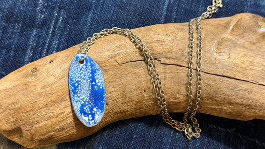 Winter Blizzard Snowflake Enamel Necklace by Andrew Thornton