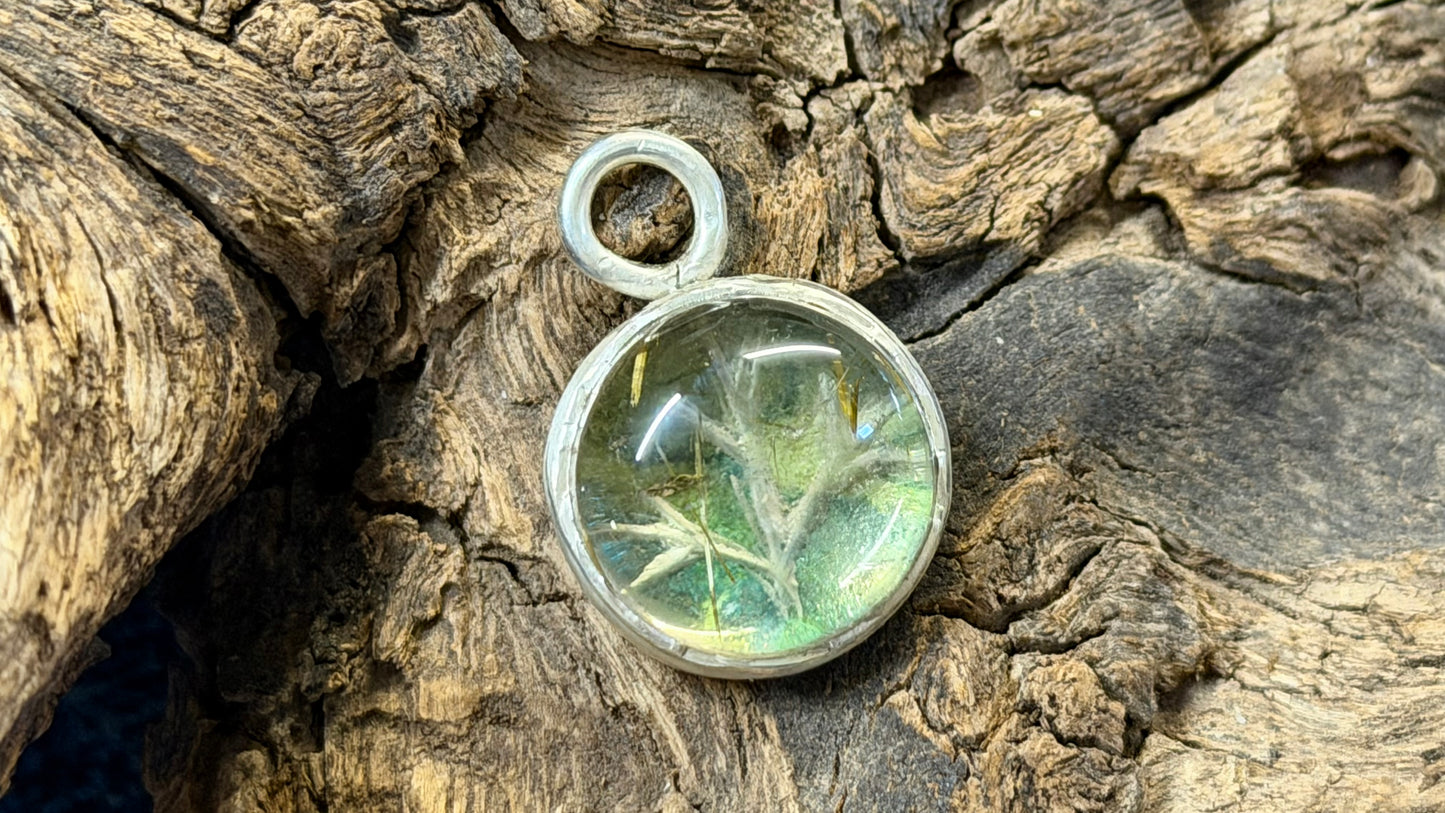 Carved Rutilated Quartz Pendant by Andrew Thornton