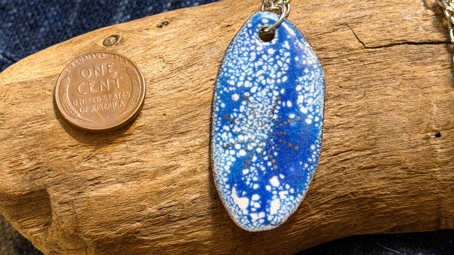 Winter Blizzard Snowflake Enamel Necklace by Andrew Thornton