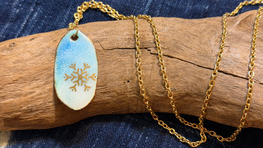 Winter Blizzard Snowflake Enamel Necklace by Andrew Thornton