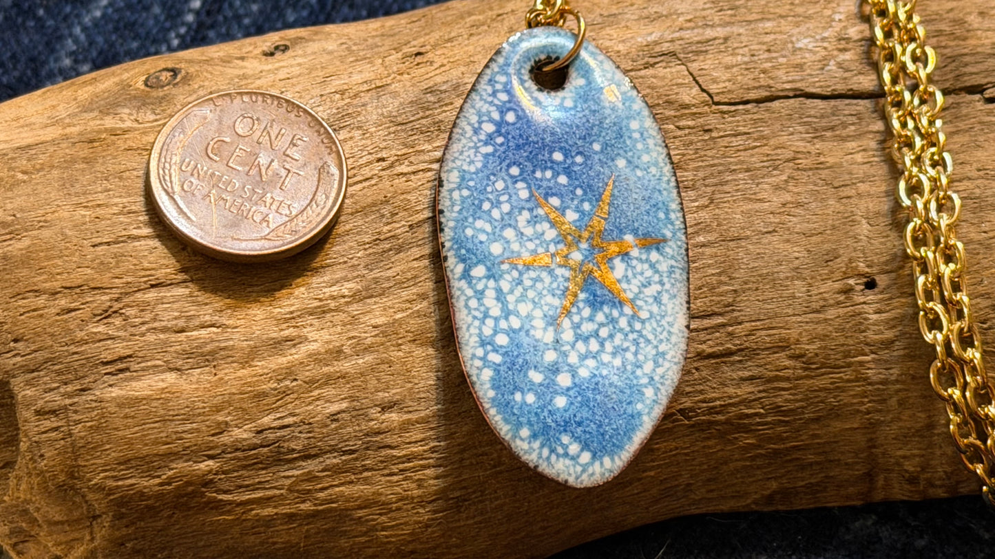 Winter Blizzard Snowflake Enamel Necklace by Andrew Thornton
