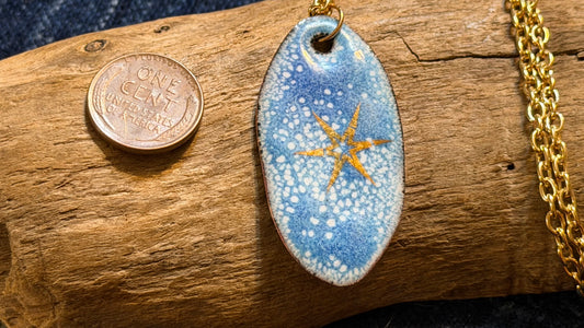 Winter Blizzard Snowflake Enamel Necklace by Andrew Thornton