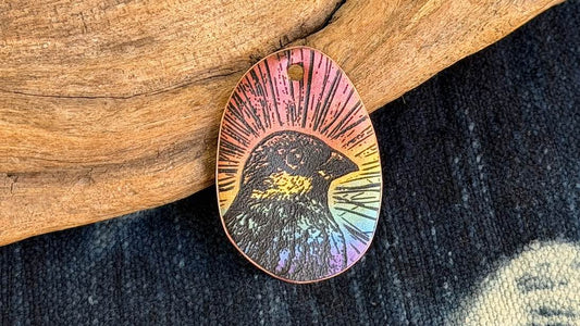 Rainbow Laser-Etched Enamel Pendant by Andrew Thornton
