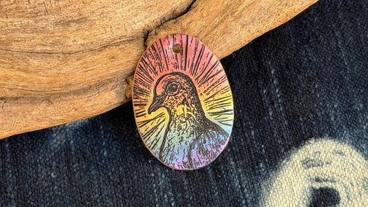 Rainbow Laser-Etched Enamel Pendant by Andrew Thornton