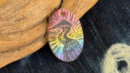 Rainbow Laser-Etched Enamel Pendant by Andrew Thornton