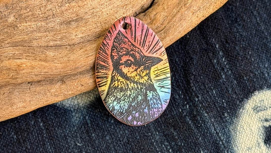 Rainbow Laser-Etched Enamel Pendant by Andrew Thornton