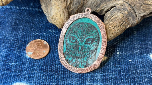 Laser-Etched Enamel Pendant with Copper Bezel by Andrew Thornton