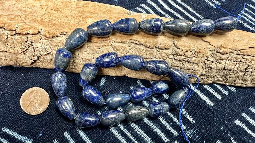 Lapis Lazuli Bead Strand - Smooth Drops - 16mm x 10mm - 15”