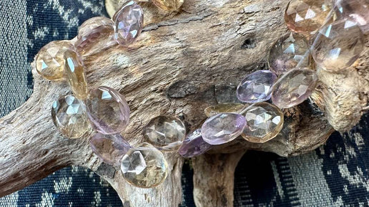 Ametrine Bead Strand - Faceted Drops / Briolettes - 11mm - 7” - AAA Grade