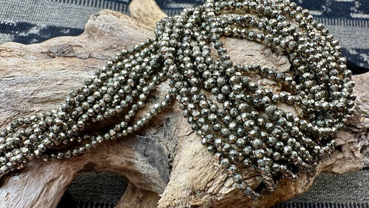 Pyrite Bead Strand - Micro-Faceted Rounds - 2mm - 12.25”