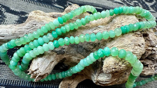 Chrysoprase Bead Strand / Necklace - Graduated Faceted Rondelles - 5mm - 6mm — 16”