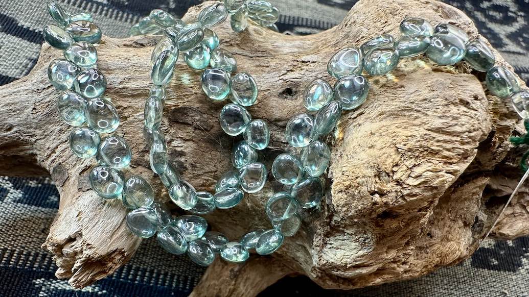 Coated Quartz Bead Strand - Drops - 7mm — 8”