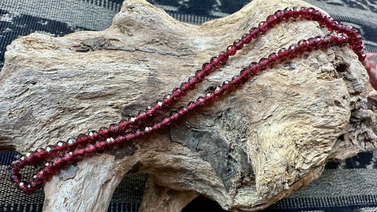 Garnet Bead Strand - Micro-Faceted Rounds - 3mm — 12.5”