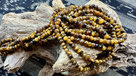 Tiger Eye Bead Strand - Micro-Faceted Rondelles - 4mm — 13”
