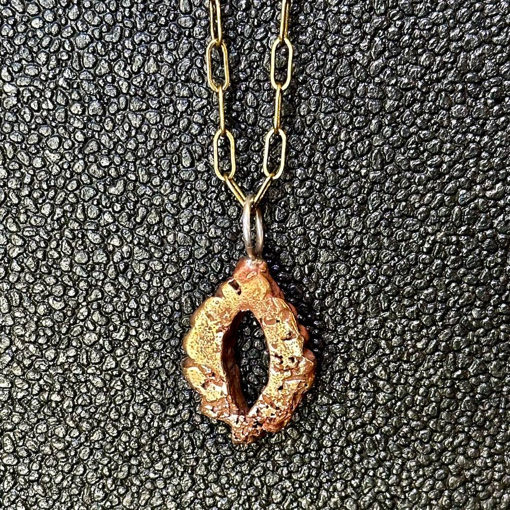 Cast Bronze Pendant Necklace by Allegory Gallery — Sliced Peach Pit