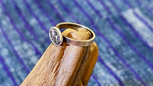 Sterling & Fine Silver Ring by Andrew Thornton - Size 7.5