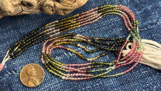 Mixed Tourmaline Bead Strand - Smooth Rounds - 2.5mm - 13”