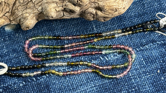 Mixed Tourmaline Bead Strand - Smooth Rounds - 3mm - 13”