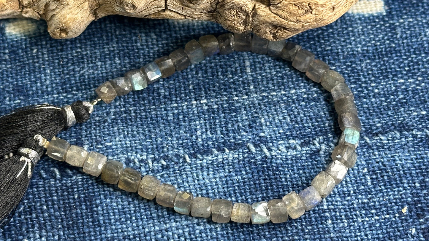 Labradorite Bead Strand - Faceted Cubes - 5mm - 8”