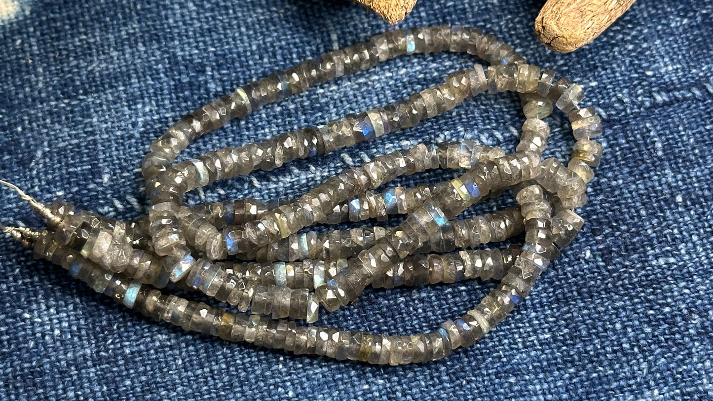 Labradorite Bead Strand - Faceted Heishi - 6mm - 16.5”