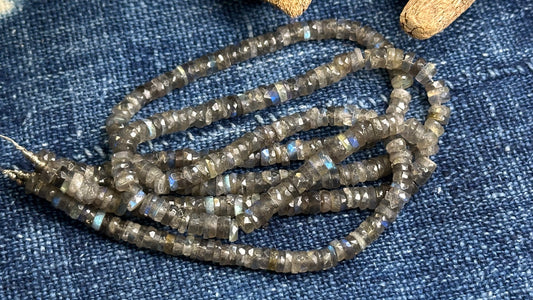 Labradorite Bead Strand - Faceted Heishi - 6mm - 16.5”