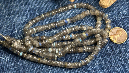 Labradorite Bead Strand - Faceted Heishi - 6mm - 16.5”