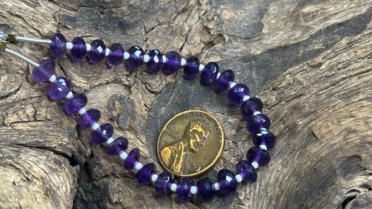 Amethyst Bead Strand - Faceted Rondelles - 7mm - 6”