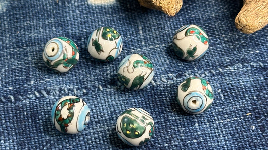 Vintage Chinese Ceramic Bead - Smooth Round - 16mm