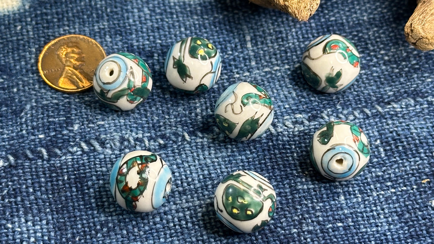 Vintage Chinese Ceramic Bead - Smooth Round - 16mm