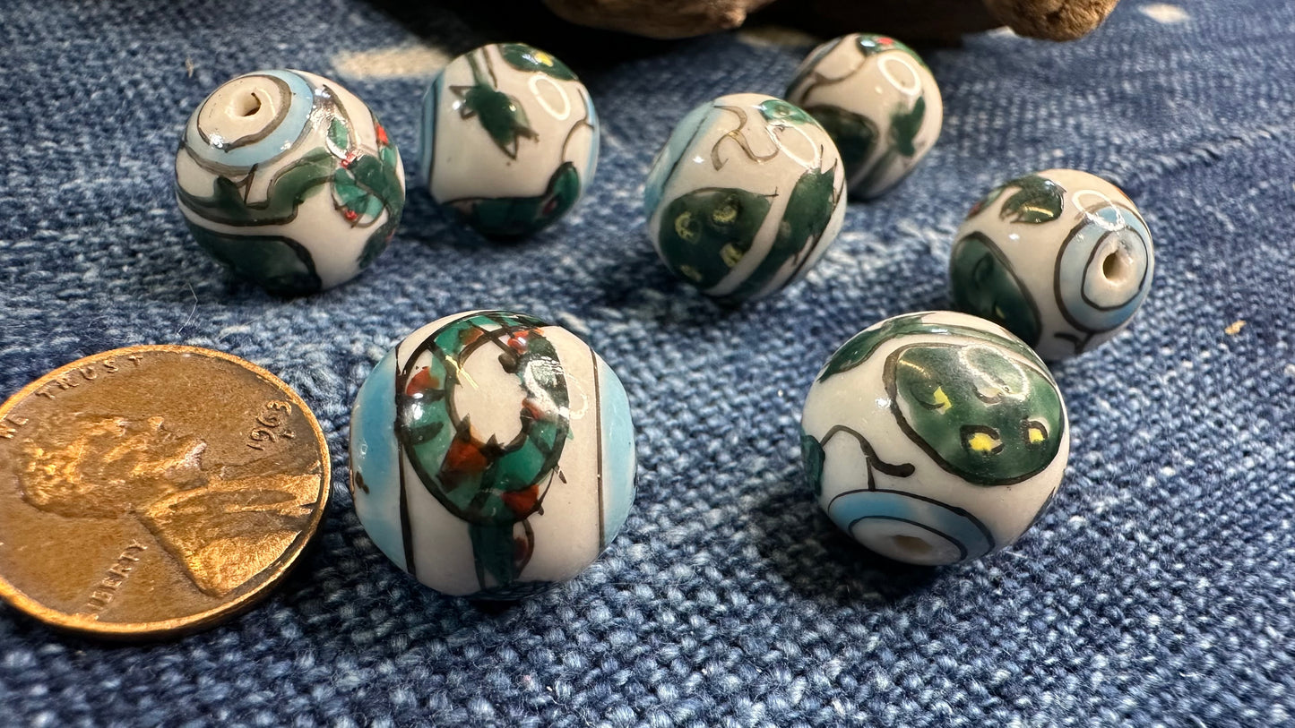 Vintage Chinese Ceramic Bead - Smooth Round - 16mm