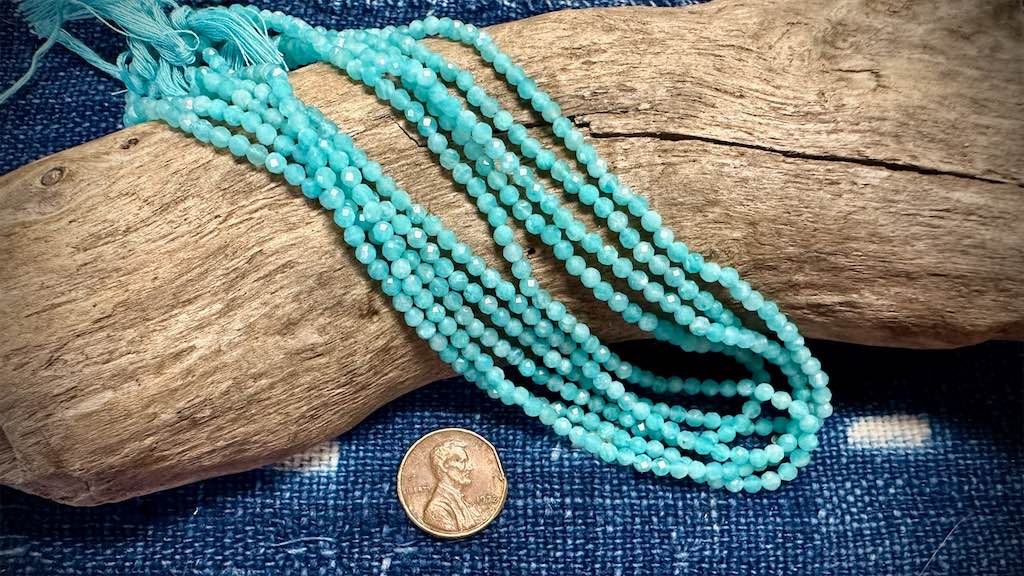 Amazonite Bead Strand - Faceted Rounds - 3mm - 13”