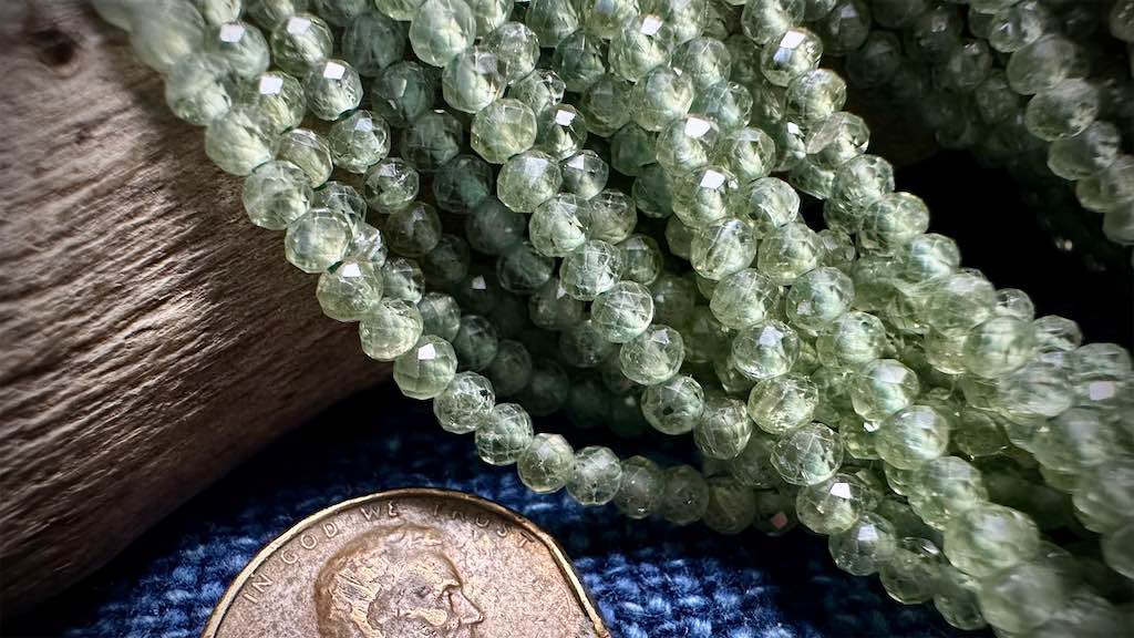 Green Apatite Bead Strand - Faceted Rounds - 3mm - 13”