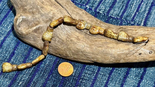 Czech Glass Strand - Pressed Glass Cat - Opaque White Alabaster Bead with Beige and Chalk White Finish - 17mm x 11mm - 12 Beads