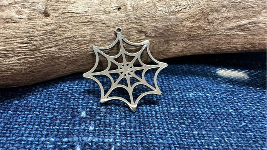 Stainless Steel Charm/Pendant - 32mm x 30mm - Spider Web