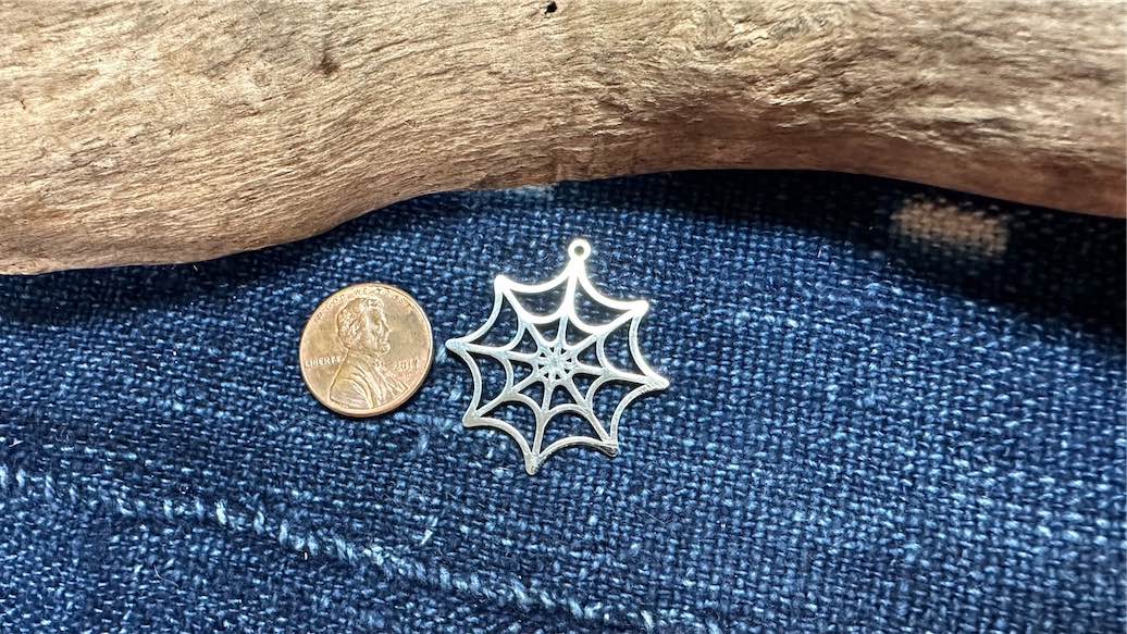 Stainless Steel Charm/Pendant - 32mm x 30mm - Spider Web