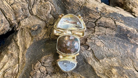 Vintage Sterling Silver & 14k Gold Pendant / Pin